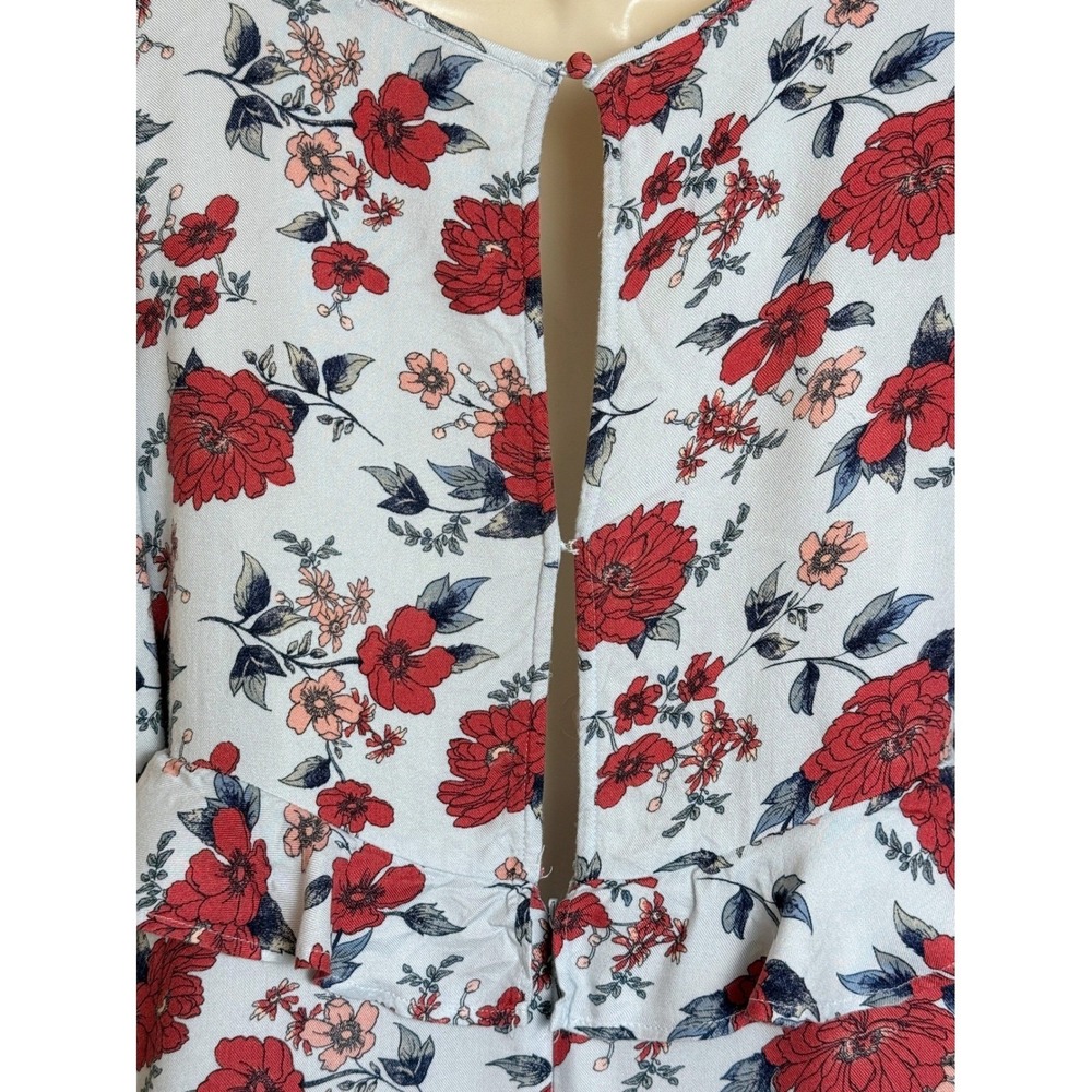 American Eagle Floral Mini Dress Size S Pale Blue Floral Babydoll Y2K Cottage - Picture 8 of 16